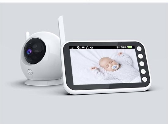 Babyfoon - Babyphone - Draaibare camera - HD Scherm - 8 Slaapliedjes - 2 way communication - Infrarood Nachtvisie - Bortsvoeding reminder - Gratis hoekbeschermer