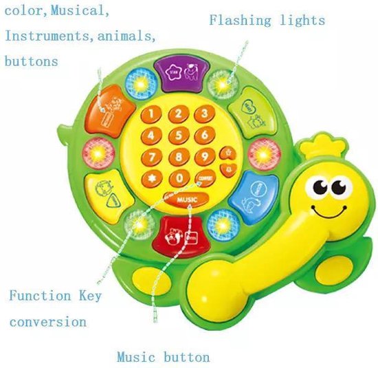 kinder piano/ baby speelgoed 0 jaar/ baby foon/ baby telefoon/ educatief speelgoed voor baby-telefoon van de schildpad voor baby/ groen