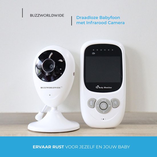 Buzzworldwide Babyfoon met camera - Infrarood nachtzicht - Babyfoon voorzien van zoomfunctie - Best getest - Babyfoon met sterk signaal - Terugspreekfunctie - Nederlandse handleiding - Geboorte Cadeau - Babyshower Jongen Meisje - Kraamcadeau