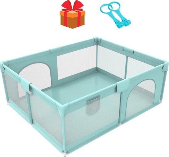 Beppie Speelbox Baby Groen/Blauw 180*150*66cm - Kinderbox - Playpen - Grondbox - Kruipbox - Kinderen - Peuter - Kleuter - Camping - Vakantie