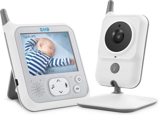 Babyfoon 3,2 inch Smart babymonitor met video talk back TFT LCD-scherm nachtzichtcamera en temperatuurbewaking nachtlampje VOX (herbruikbare verpakking)