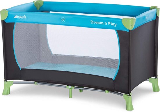 Dream N Play Campingbedje 120x60cm - Lichtblauw - Opvouwbaar babybed - Inklapbaar en voorzien van draagtas - Campingbedje met matras