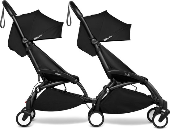 Babyzen YOYO2 zwart frame met CONNECT compleet voor 2 kindjes van 6 mnd + kleur zwart