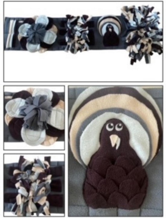 Snuffelmat voor honden en katten. Snuffelmat maat M in de kleuren jeansblauw/lichtblauw/bordeau/creme. Hersenwerk voor huisdieren. MadeByShuko. Snuffelkleed-Speelkleed-Voerkleed-Hondenpuzzel-Voerpuzzel-Slowfeeder-Intelligentie speelgoed hond/kat