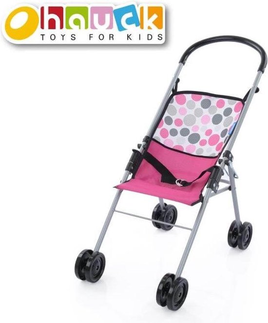 Hauck Poppenbuggy - Kinderwagen voor Pop - Inklapbaar - Roze Poppenwagen met Stippen