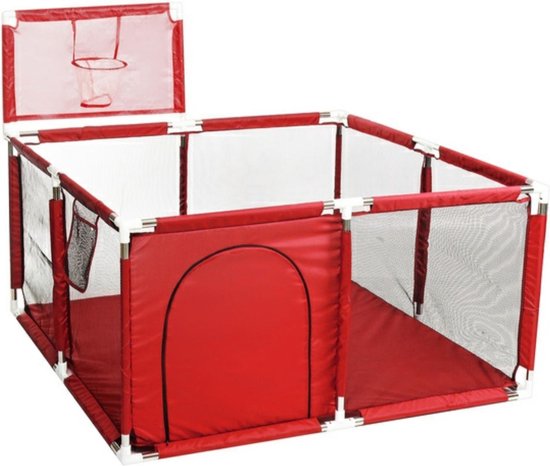 Beppie Speelbox Baby Rood Vierkant - Kinderbox - Playpen - Grondbox - Kruipbox - Kinderen - Peuter - Kleuter - Camping - Kamperen