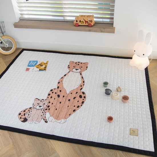 Love by Lily - Vloerkleed kinderkamer - zacht speelkleed - Leopard with baby - 200x150