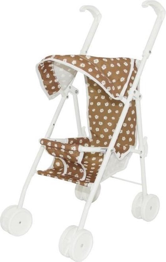 Speelgoed Poppenbuggy Poppenwagen Caramel Daisy - Karamel Madeliefjes Bloemenprint - Vanaf 3 jaar