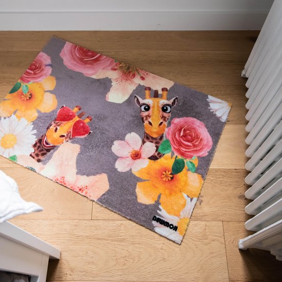 Vloerkleed NEWMOJI - Vloerkleed kinderkamer 60X90 cm - Tapijt kinderkamer - Kindertapijt - Speelkleed/Speelmat - Vloerkleed Dieren - Giraf taupe/bruin - Voor jongens en meisjes