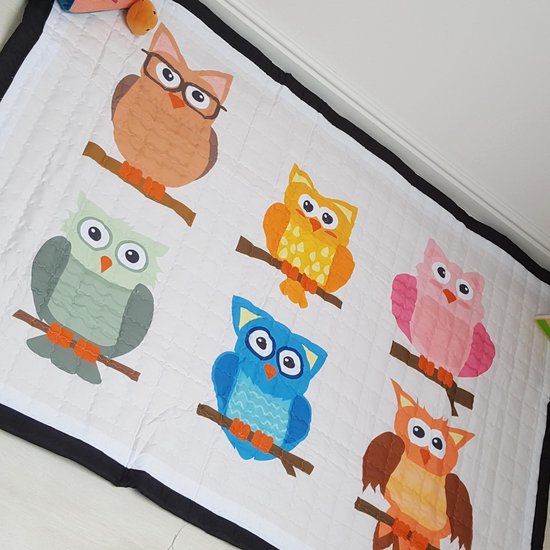 Speelkleed uilen 150 x 100 - LiefBoefje - Groot Speelkleed Baby - Speelmat Kinderen - Babymat XL - Kindervloerkleed - Kraamcadeau - Speelkleed Kinderen - 50+ design speelkleden