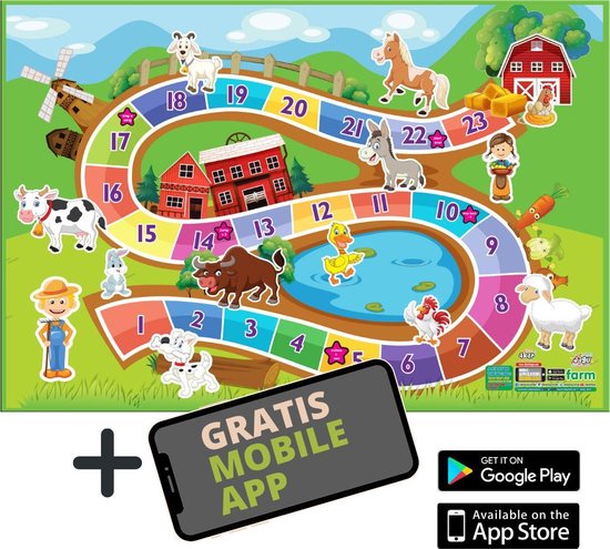 Akar Toys - Farm - Speelmat / Speeltapijt / Speelmat Foam / Speelgoed / Met GRATIS App - 150x100cm