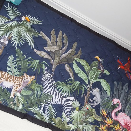 Speelkleed jungle nacht 150 x 100 Deluxe EXTRA DIK - Liefboefje - Groot Speelkleed Baby - Speelmat Kinderen - Babymat XL - Kindervloerkleed - Kraamcadeau - Speelkleed Kinderen - 50+ design speelkleden