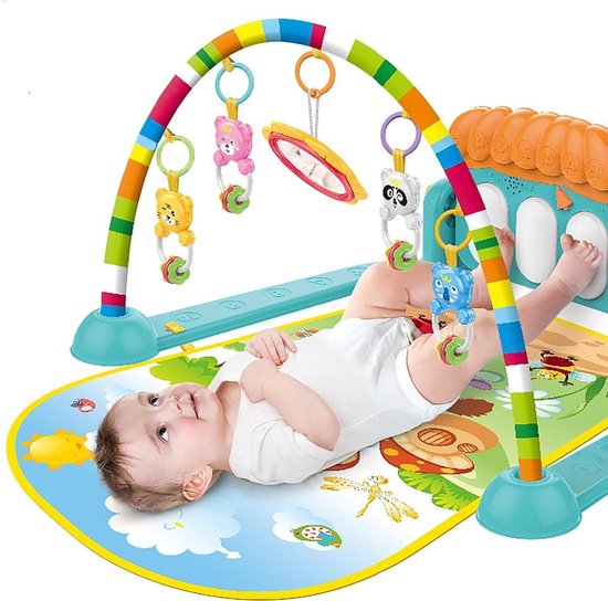 Huanger - Babygym Paddenstoelen bos - Babygym speeltjes - Speelkleed baby / Speeltapijt - Speelmat met boog met diverse speeltjes - Muziek / Geluid speelgoed