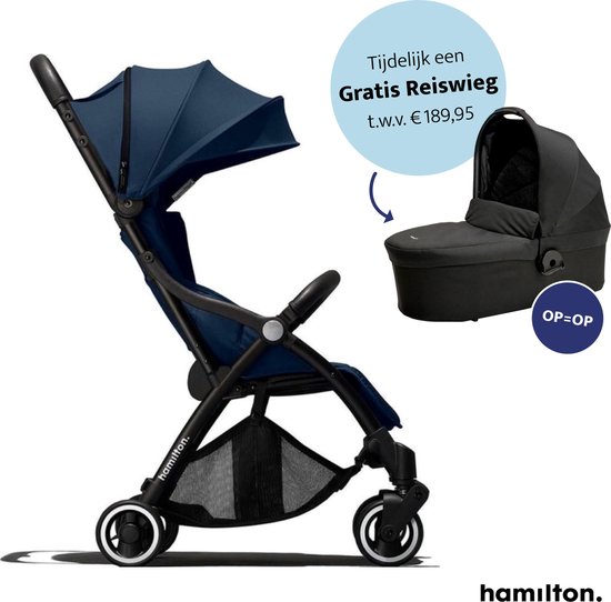 Hamilton One Prime X1 Stroller – 2 in 1 Kinderwagen - Magicfold™ technologie – Buggy – Navy + monteerbare Hamilton Essential Black Reiswieg t.w.v. €189,95