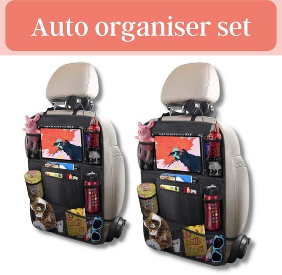 Auto Organizer - Organizer voor Autostoel - Met Tablethouder  -  Zwart