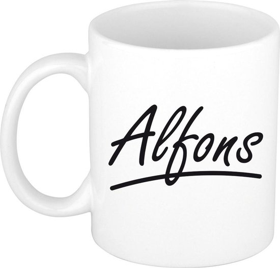 Alfons naam cadeau mok / beker met sierlijke letters - Cadeau collega/ vaderdag/ verjaardag of persoonlijke voornaam mok werknemers