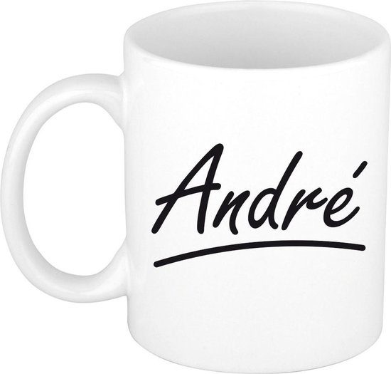 André naam cadeau mok / beker met sierlijke letters - Cadeau collega/ vaderdag/ verjaardag of persoonlijke voornaam mok werknemers