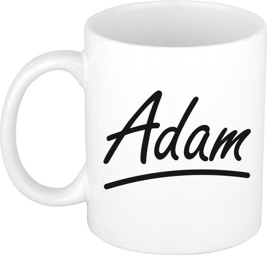 Adam naam cadeau mok / beker met sierlijke letters - Cadeau collega/ vaderdag/ verjaardag of persoonlijke voornaam mok werknemers