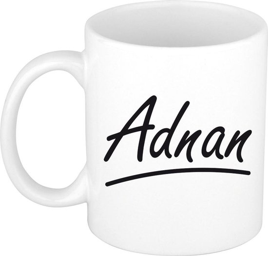 Adnan naam cadeau mok / beker met sierlijke letters - Cadeau collega/ vaderdag/ verjaardag of persoonlijke voornaam mok werknemers