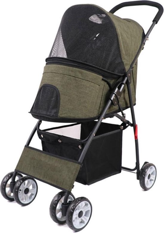 Inklapbare Hondenbuggy/Hondenkar - All Terrain - Waterdicht - Geschikt voor Kleine, Middelgrote en Grote Hond - Huisdieren Buggy - Groen 12,5 KG