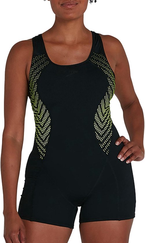 Speedo Placement Legsuit  Sportbadpak - Maat 44 Volwassenen - zwart/geel