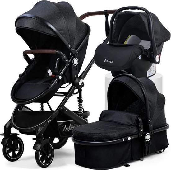 Kinderwagen Baby Buggy 3 in 1 - anti shok Kinderwagen - met Stoel en Wieg