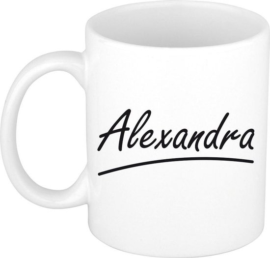 Alexandra naam cadeau mok / beker sierlijke letters - Cadeau collega/ moederdag/ verjaardag of persoonlijke voornaam mok werknemers