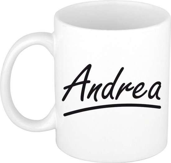 Andrea naam cadeau mok / beker sierlijke letters - Cadeau collega/ moederdag/ verjaardag of persoonlijke voornaam mok werknemers
