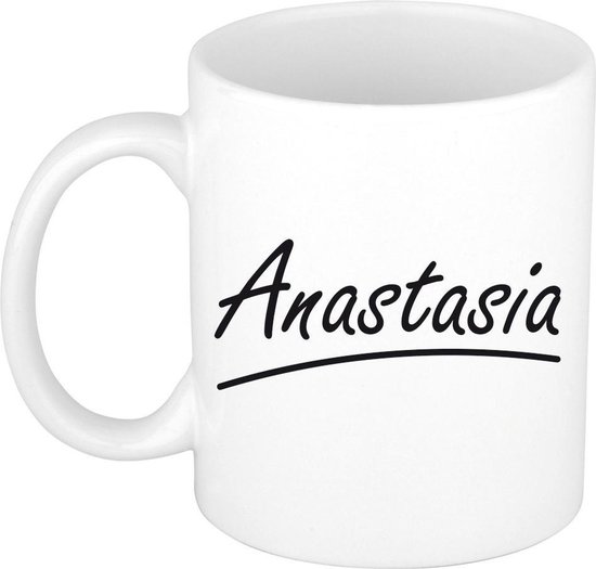 Anastasia naam cadeau mok / beker sierlijke letters - Cadeau collega/ moederdag/ verjaardag of persoonlijke voornaam mok werknemers