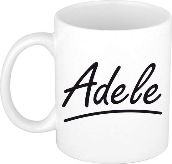 Adele naam cadeau mok / beker sierlijke letters - Cadeau collega/ moederdag/ verjaardag of persoonlijke voornaam mok werknemers