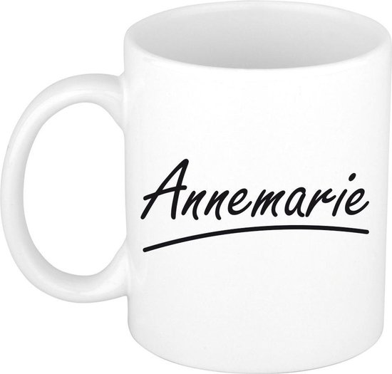 Annemarie naam cadeau mok / beker sierlijke letters - Cadeau collega/ moederdag/ verjaardag of persoonlijke voornaam mok werknemers