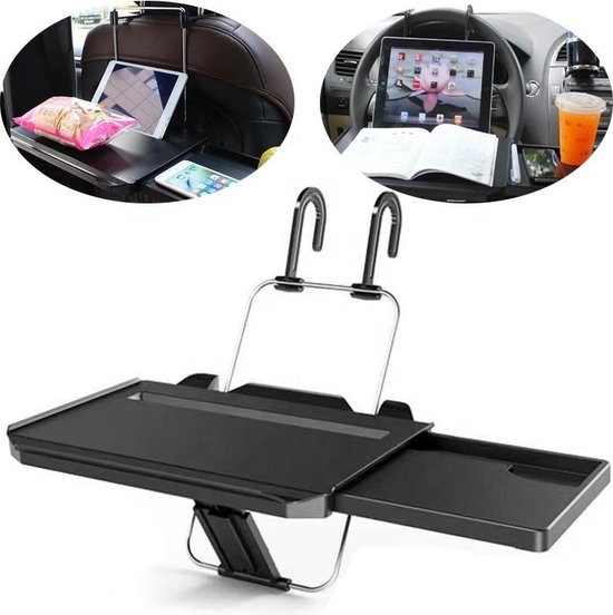 BRAKE® - Auto Organizer - Autostoel - Autostuur-  Autotafel - Reistafel - Dienblad Auto - Tablet Houder Auto - Zwart