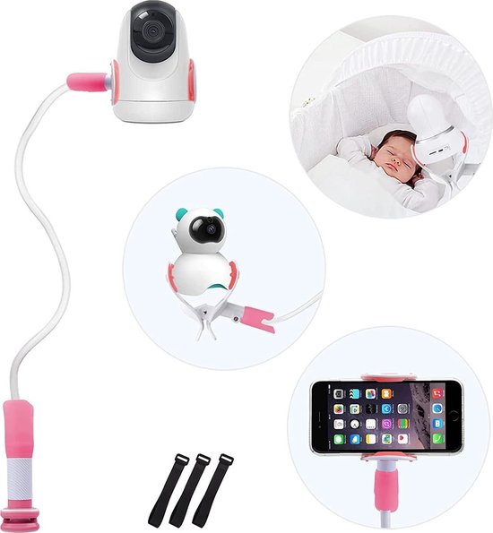 Best4u™ Universele babymonitorhouder, camerahouder, mobiele telefoonhouder, compatibel met de meeste babyfoons, verstelbare babycamerastanden voor kinderkamer (roze)