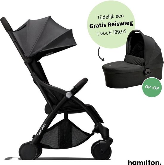 Hamilton One Prime X1 Stroller – 2 in 1 Kinderwagen - Magicfold™ technologie – Buggy – Grey + monteerbare Hamilton Essential Black Reiswieg t.w.v. €189,95