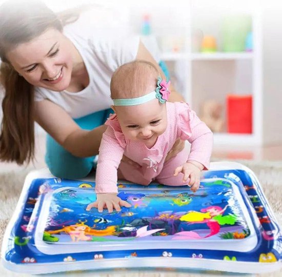 Baby waterspeelmat - Babytrainer - Peuter- en kleuterspeelgoed - Opblaasbare watermat - Speelkleed -  Educatief speelgoed - Blauw