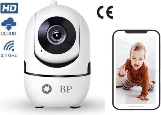 BP Baby Camera - Beveiligingscamera Binnen - Security Camera - Babyfoon - IP Camera - 2 Weg Audio- WiFi - Beweeg en Geluidsdetectie - Nachtvisie - 360 Eyes - Gratis 32 GB SD kaart - Opslag in Cloud of SD - ONVIF - Inclusief Nederlandse Handleiding